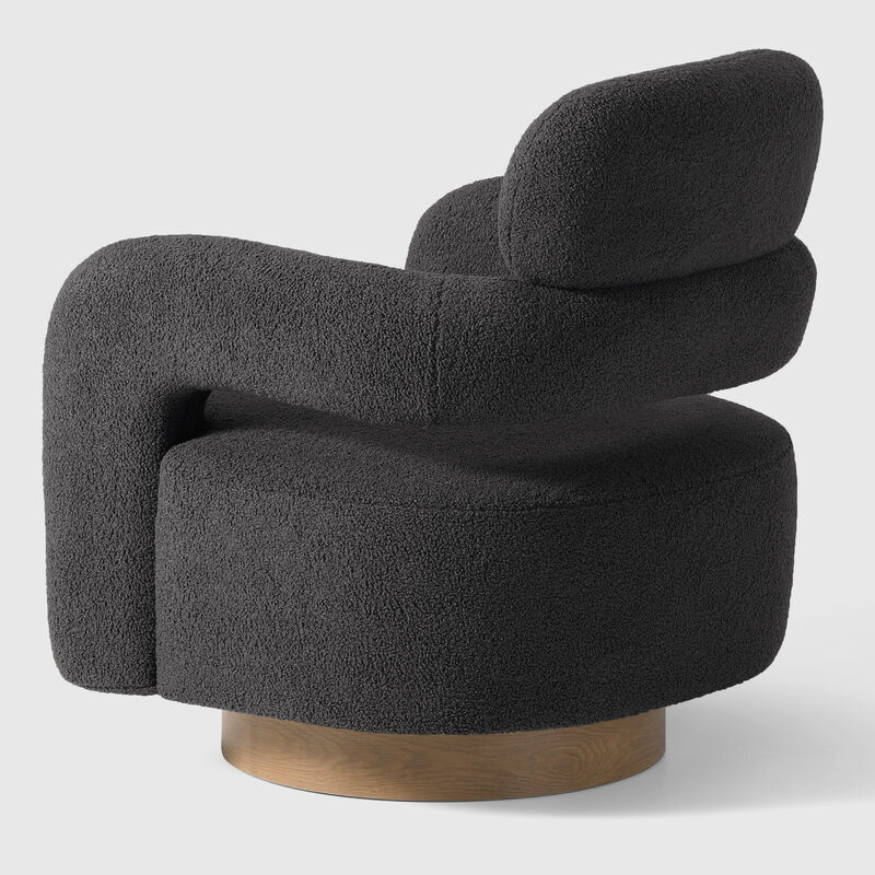 WestinTrends Mid-Century Modern Sherpa Swivel Barrel Accent Chair