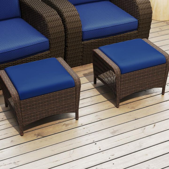 Outdoor Patio Ottomans with Removable Cushions for Garden or Backyard Seating
