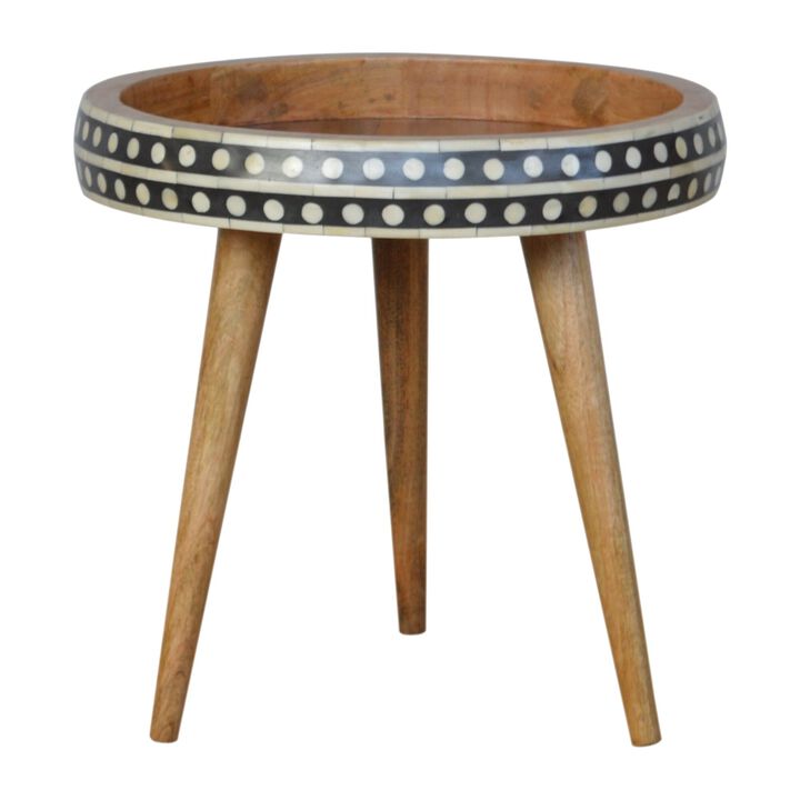 Solid Wood oak-ish Small Patterned Nordic Style End Table