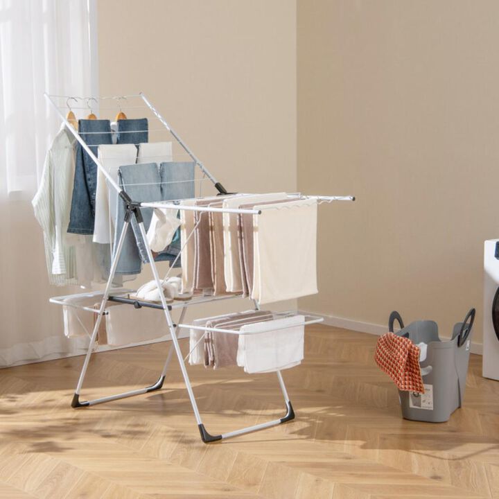 Hivvago 2-level Laundry Drying Rack with Height Adjustable Wings