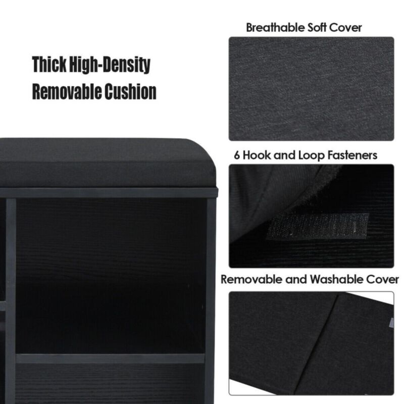 Hivvago 10-Cube Organizer Shoe Storage Bench with Cushion for Entryway