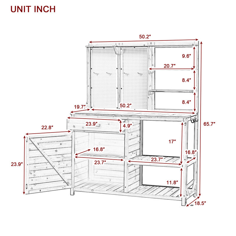 Merax Fir Wood Potting Bench with Hutch