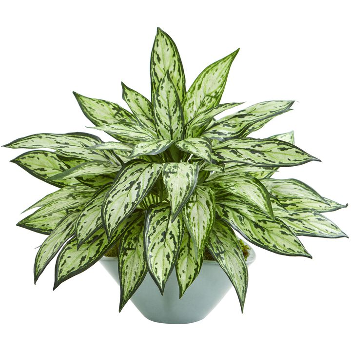 Hivvago Silver Queen Artificial Plant in Green Vase