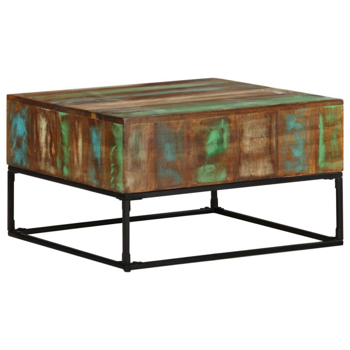vidaXL Coffee Table 26.8"x26.8"x16.1" Solid Reclaimed Wood