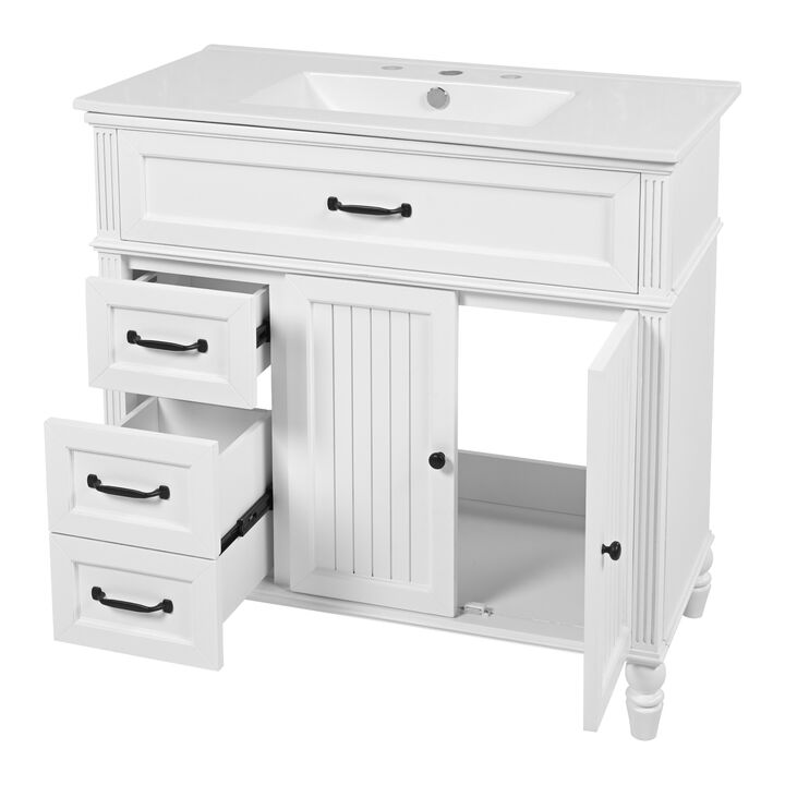 Merax 36" Bathroom Vanity with Sink and Drawers