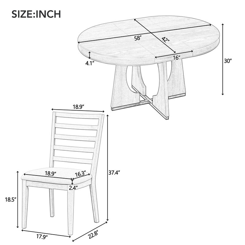 Merax Retro Rustic Functional 5 Pieces Dining Set