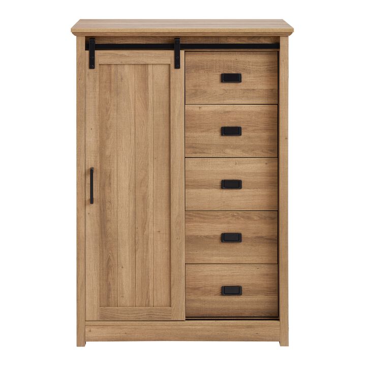 47.64 in. H Accent Cabinet with 5 Drawers and 4 Shelves