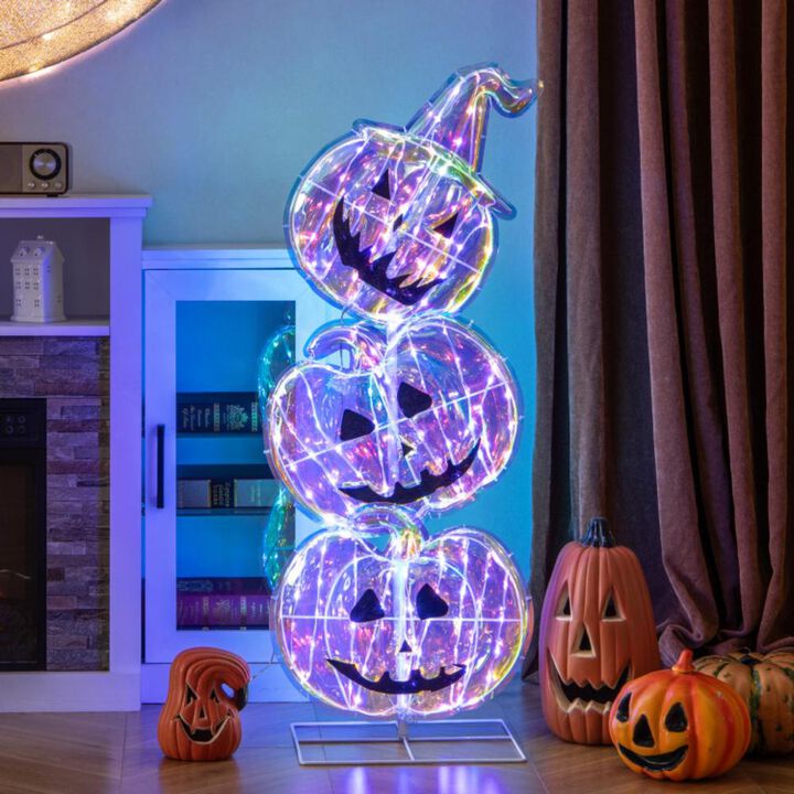 Standing 150 LED Lighted Pumpkin Halloween Decoration with Base