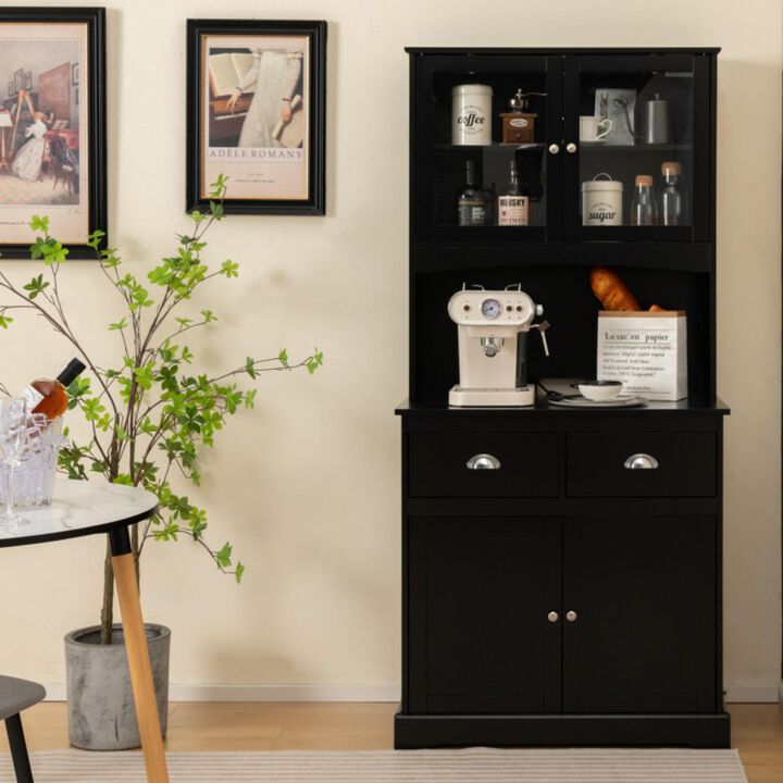 Hivvago Tall Sideboard with 2 Drawers and Adjustable Shelves