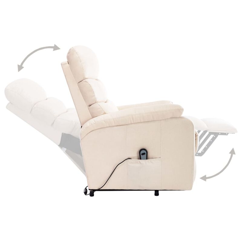 Power Lift Massage Recliner Cream Fabric