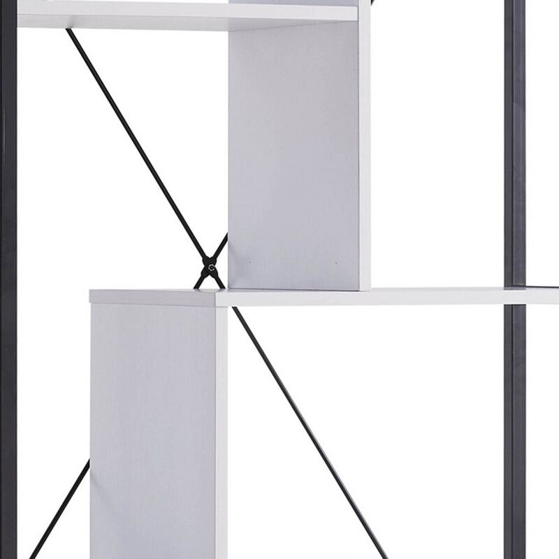 Viola 71 Inch Modern Display Cabinet with 7 Shelves, Metal Frame, White - Benzara