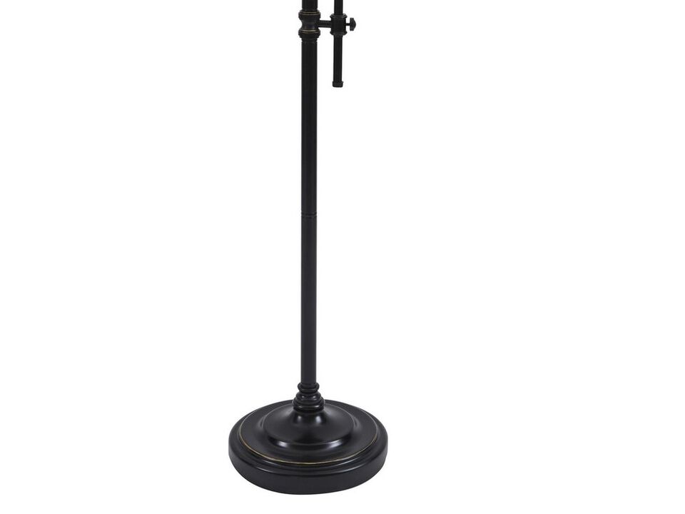 Contemporary Drum Shade Metal Frame Floor Lamp, Black and Light Gray - Benzara