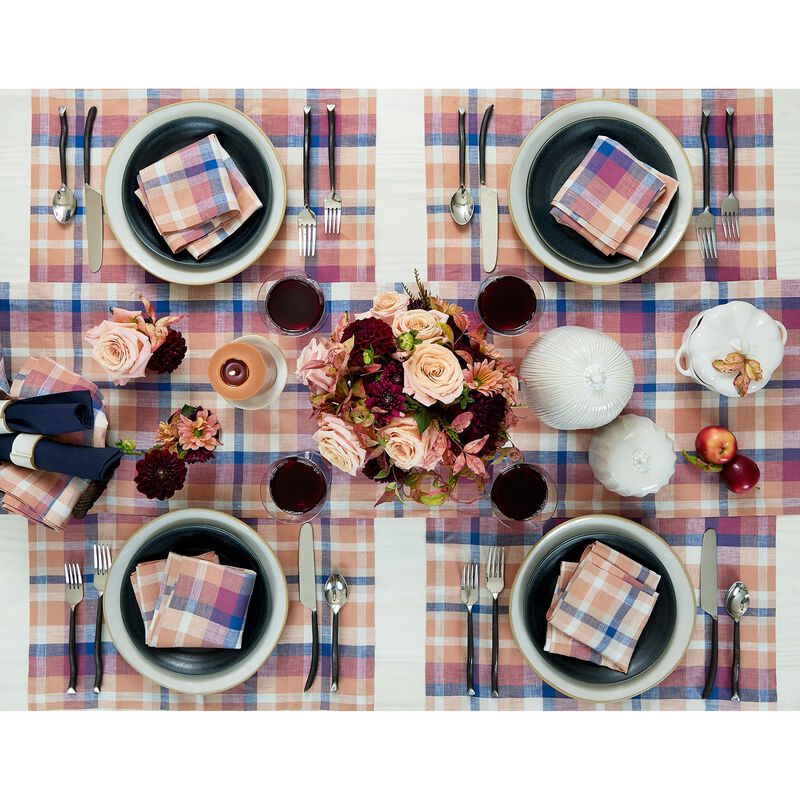 Solino Home 100% Pure Linen Placemats 14 x 19 Inch Set of 4 |Fall Flavors Madras