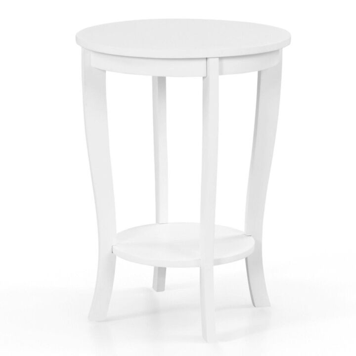 Hivvago  2-tier Round End Table with Solid Wood Legs