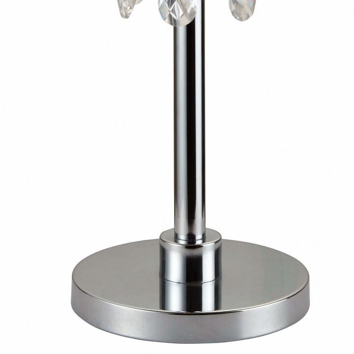 Metal Chandelier Table Lamp with Crystal Accent, Set of 2,Black and Chrome-Benzara