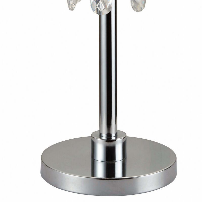 Metal Chandelier Table Lamp with Crystal Accent, Set of 2,Black and Chrome-Benzara