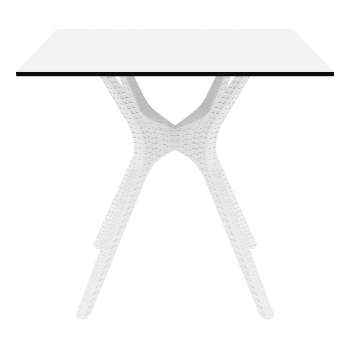31.5" Brown Solid Square Patio Dining Table