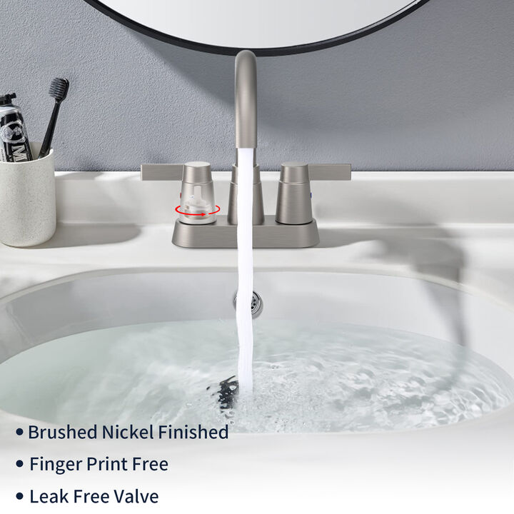 2-Handle Bathroom Faucet with 360° Swivel High Arc Spout for 3-Hole Vanity Sink