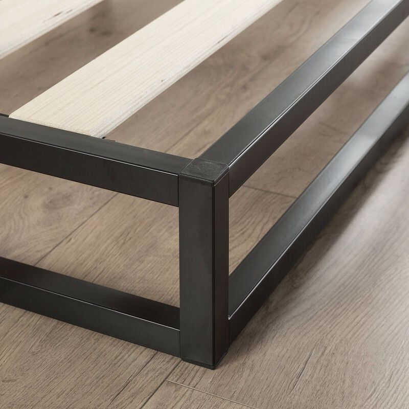 Hivvago Full size 6-inch Low Profile Metal Platform Bed Frame with Wooden Slats