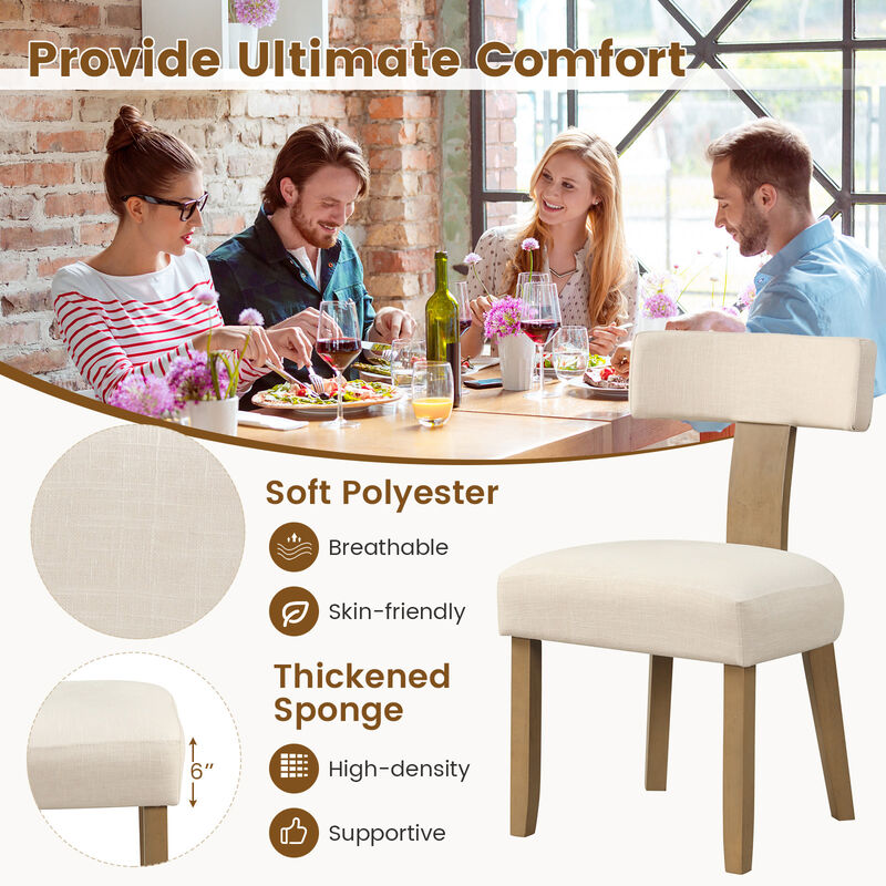 Dining Chairs Set of 2 with Curved Backrest Padded Seat