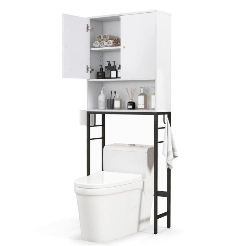Over The Toilet Storage Cabinet with 2 Doors and Adjustable Shelf