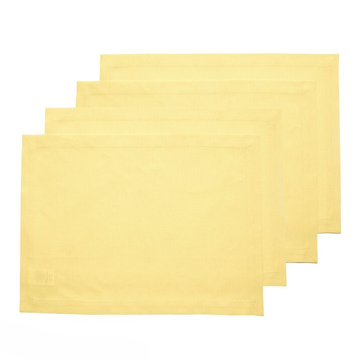 Solino Home Cotton Linen 14 x 19 Inch Placemats Set of 4 | Dru - Cotton Linen Plain