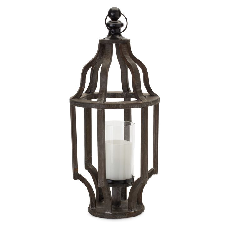 9"L x 22.5"H Candle Holder - Wood and Glass Design for a Sophisticated Look