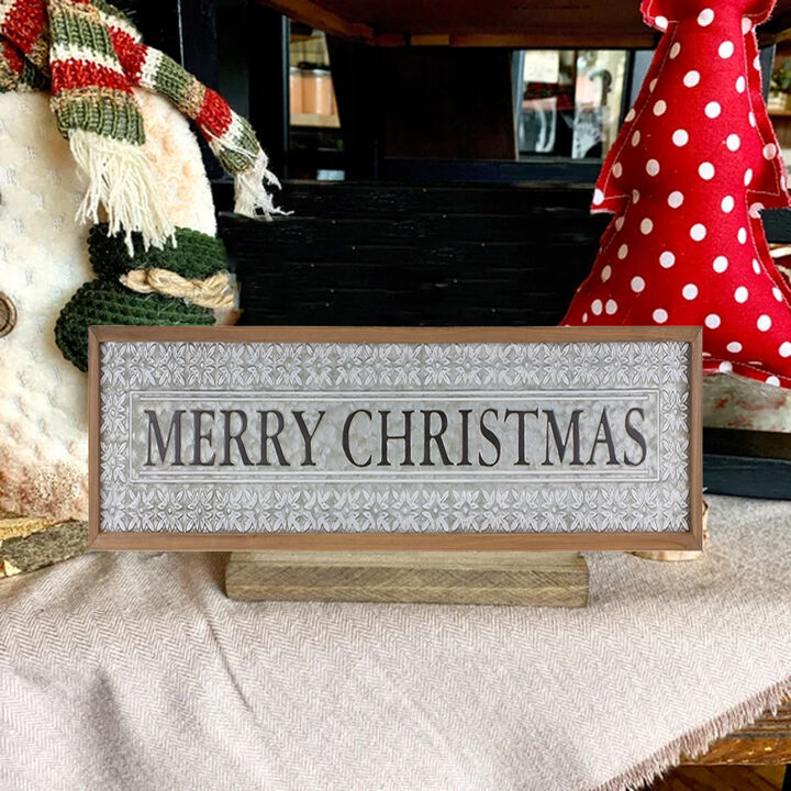 Ornate Metal Merry Christmas Sign For Holiday Décor