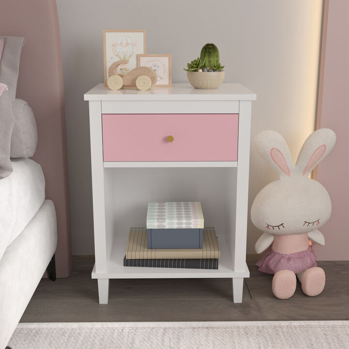 Streamdale Wooden Nightstand With One Drawer One Shelf For Kids, Adults