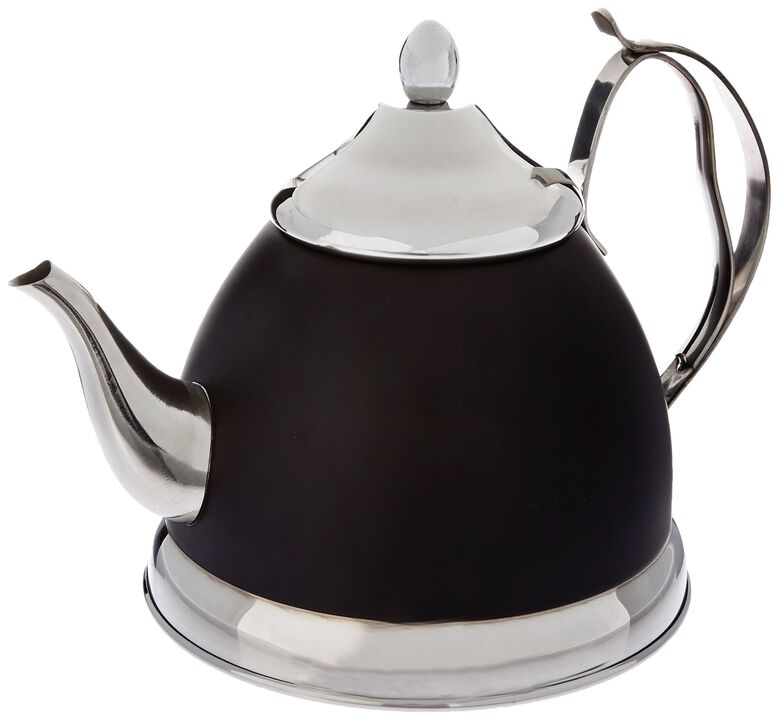 Dog's Bistro by Creative HomeEvco International 77061 Nobili 2.0 Qt. Stainless Steel Tea Kettle with Removable Infuser Basket, quart, Opaque Black, 2.0 quart
