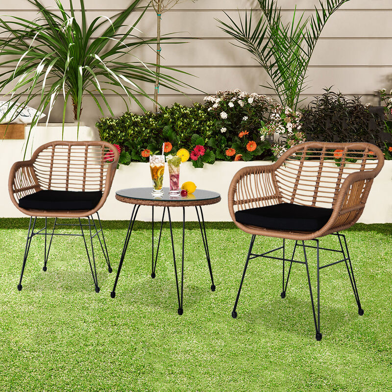 3-Piece Patio Conversation Set – Outdoor Sofa & Chairs with Cushions for Garden & Deck