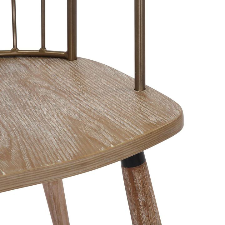 LumiSource Antique Copper Metal, White Washed Wood Riley Chair