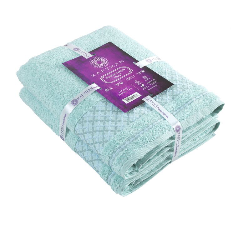 KAFTHAN Textile Plaid Turkish Cotton Bath Towels (Set of 2)