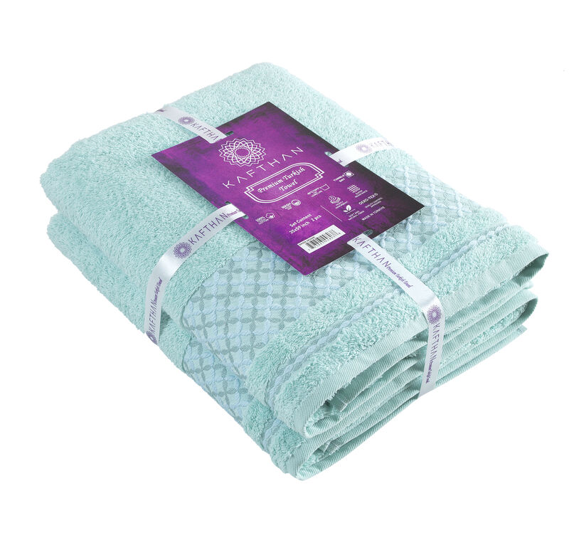 KAFTHAN Textile Plaid Turkish Cotton Bath Towels (Set of 2)
