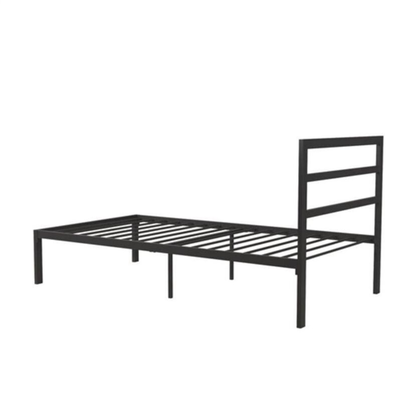 Hivvago Twin Black Metal Platform Bed Frame with Headboard Included