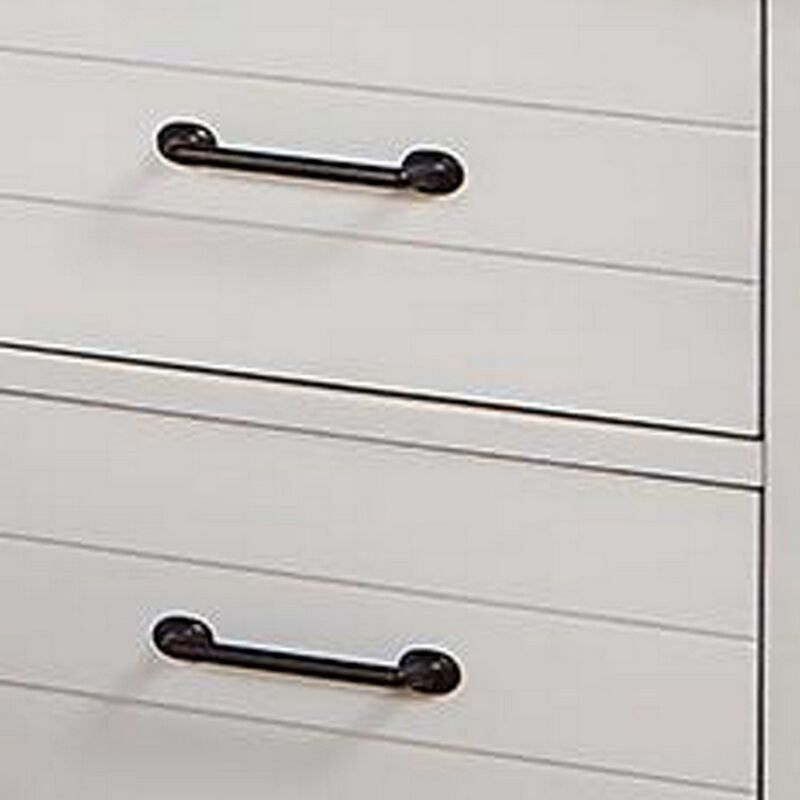 Akira 24 Inch Nightstand, 2 Drawers, White Solid Wood Frame and Gray Top - Benzara