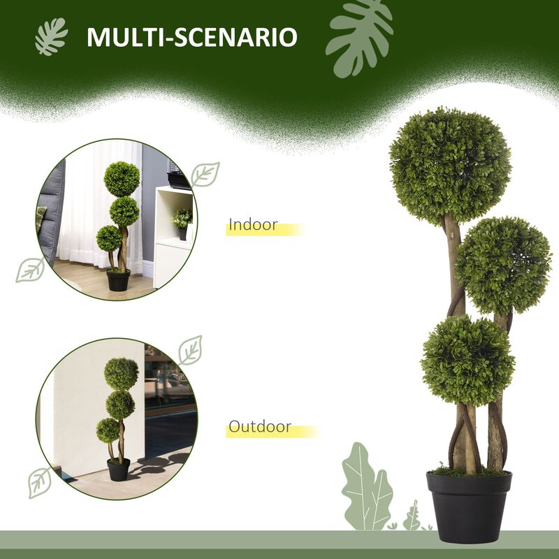 35.5" Faux Boxwood Topiary: Triple Sphere, Light Green