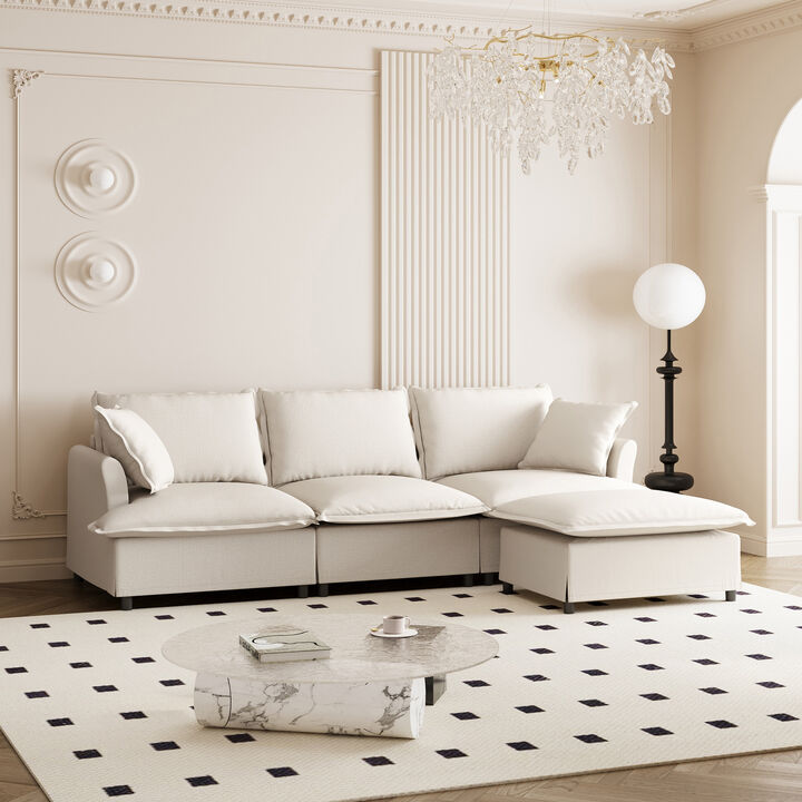 Merax Chenille Sectional Sofa with Ottoman