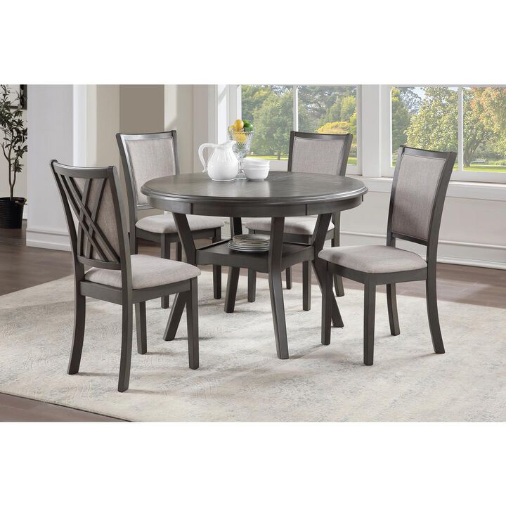 New Classic Furniture Furniture Amy 5-Piece Contemporary Wood Dining Set in Gray