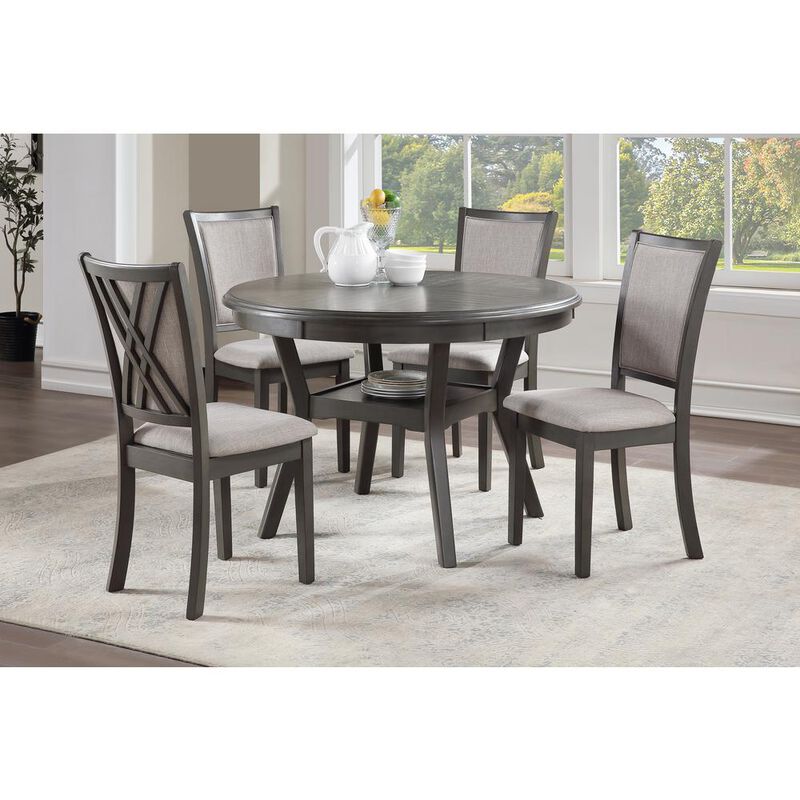 New Classic Furniture Furniture Amy 5-Piece Contemporary Wood Dining Set in Gray