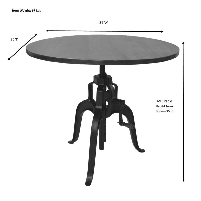 Carolina Living Bentley Adjustable Crank Table - Chestnut Top - Black Base