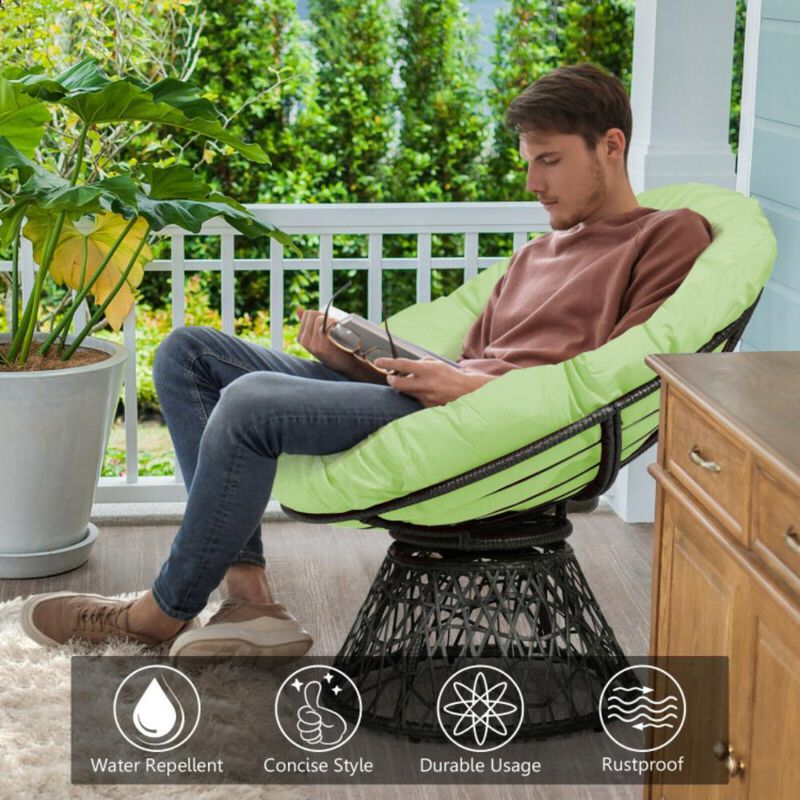 Hivvago Rattan Papasan Chair Ergonomic 360-degree Swivel Soft Cushion Garden