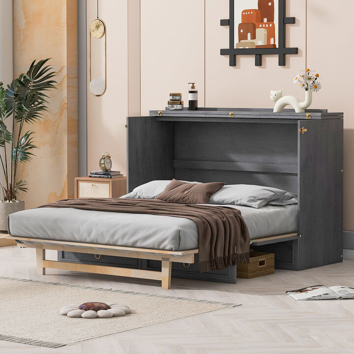 Merax Wooden Murphy Bed with Large Drawers