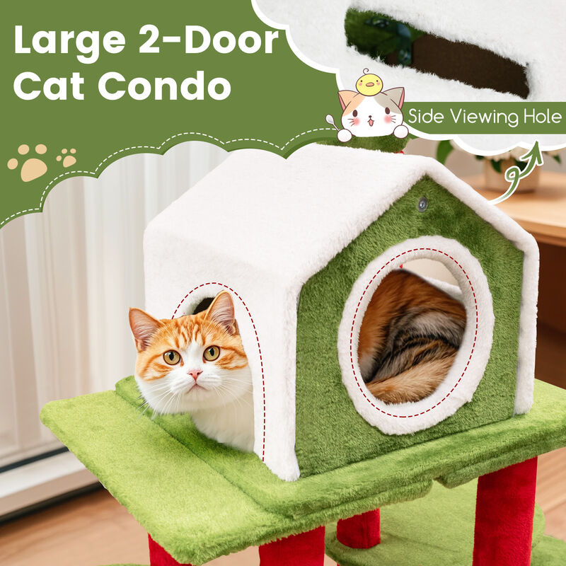 Tall Cat Tree Tower Multi-level Pet Climbing and Jumping Tower Furniture with Condos