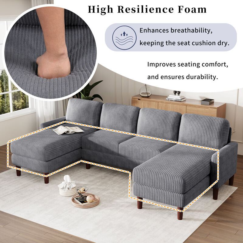 Merax Corduroy Fabric U-shaped Sofa Couch