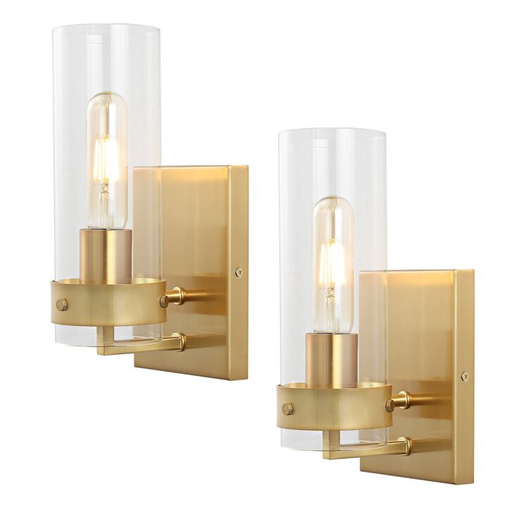 Harper Coastal Minimalist Iron/Glass LED Sconce (Set of 2)