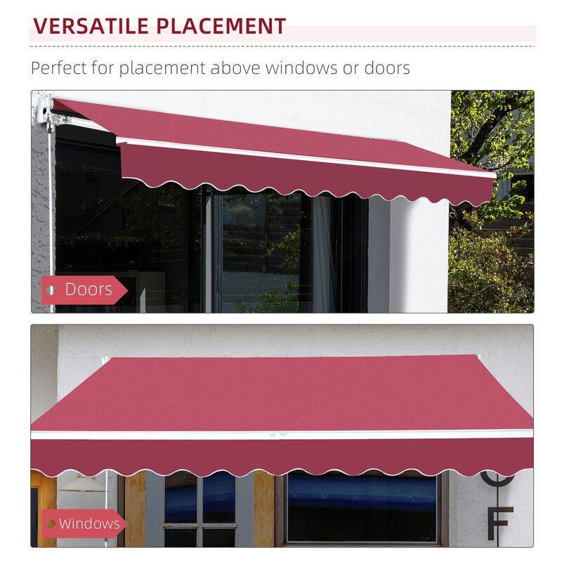 Crimson Deck Shield: 13'x8' Adjustable Manual Retractable Patio Awning