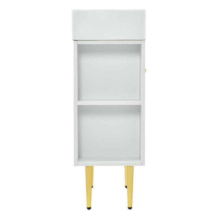 Bathroom Storage Cabinet Combo with Ceramic Sink and Right-Side Storage