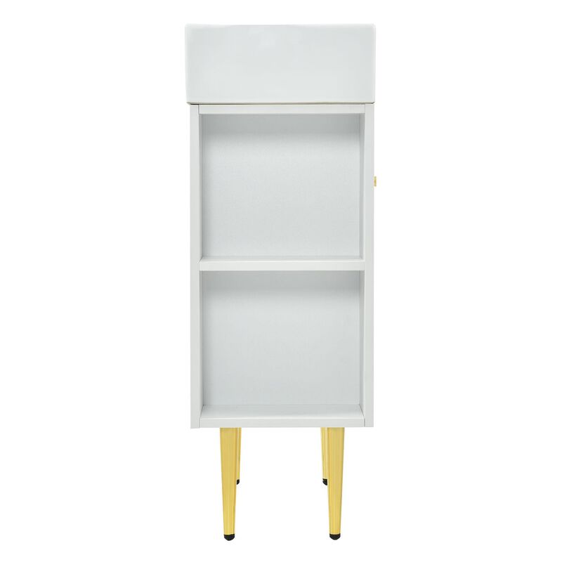 Bathroom Storage Cabinet Combo with Ceramic Sink and Right-Side Storage