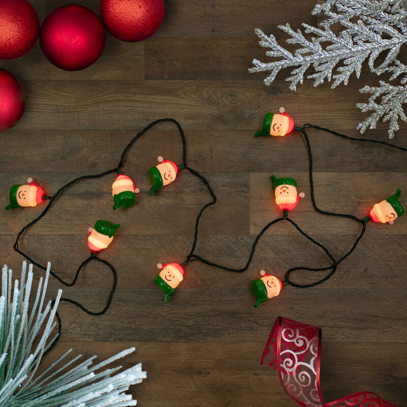 10 Count Snowman Heads with Scarves Christmas Light Set  7.5ft Green Wire